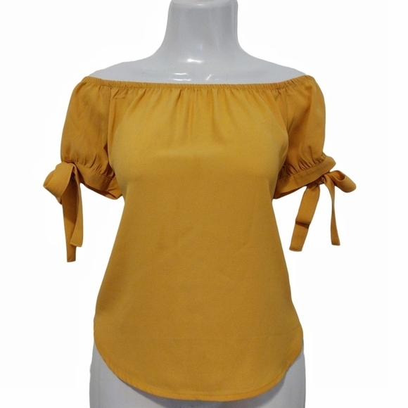 Ambiance - Yellow Off Shoulder Top - Picture 1 of 12